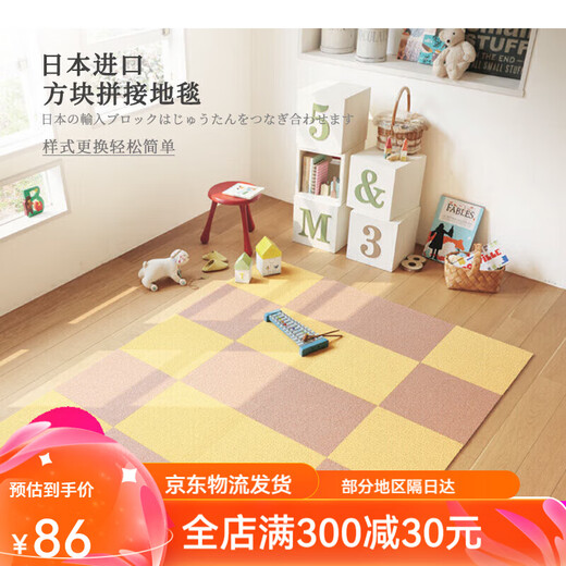 TOLI日本东理拼接地毯客厅ins卧室防滑自吸免胶无痕1cm厚40*40cm AK3527