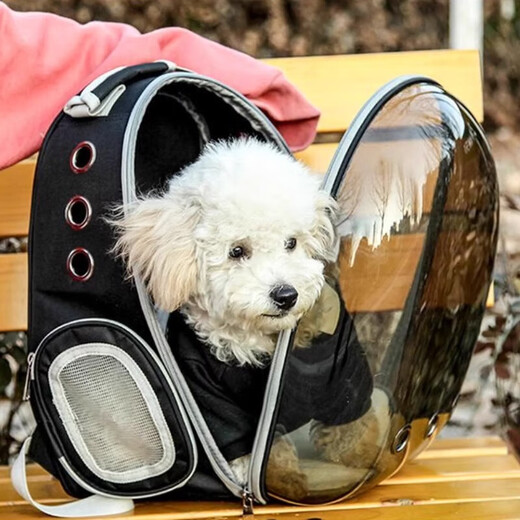 贝尼豆猫包外出狗狗背包 宠物包猫咪手提太空舱宠物背包狗包夏季便携 【无侧开】经典黑 适用13斤内