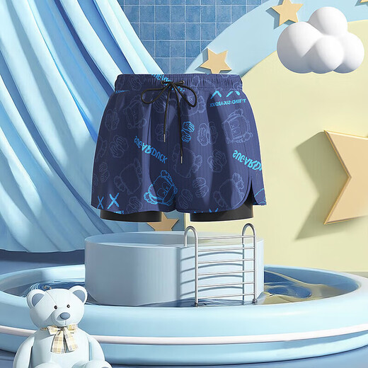 Youyou Children's Swimming Boy Schnell trockener Badeanzug mittelgroße Kinder Flat Angle Anti-Awkward Drei-teilige Set 52003 Blue Bear 5xl