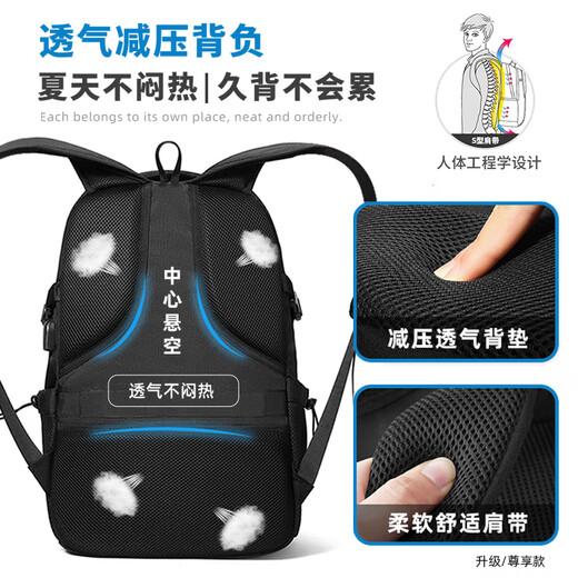 JINSHIWQ backpack men's large capacity business travel bag computer backpack mountaineering school bag computer bag black exclusive extra large size