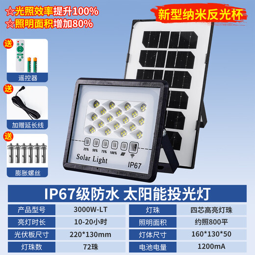 Fanyao Solar Lighting Floodlight Outdoor Courtyard Household Solar Light Street Light Waterproof Rural Yard Super Bright 72 Beads