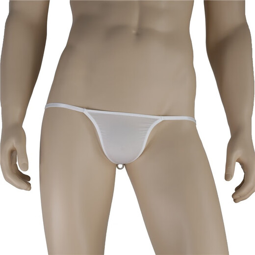 Men's ice silk thong one-line translucent back court pearl stimulation low-waist sexy tight adult erotic underwear black L (suitable for 175CM within 140Jin Jin is equal to 0.5kg inner body)