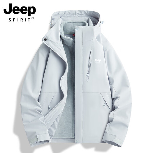 JEEP SPIRIT吉普2025新款紫色冲锋衣女春秋季防风三合一短款小个子外套 男女同款-凝夜紫【三合一/可拆卸 XL