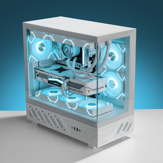 半岛铁盒（PADO）应龙沧溟 白色 ATX 游戏电脑台式机箱 支持360水冷 270°全视海景房 电源仓造型开孔高效散热