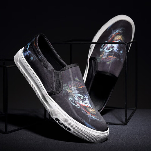 
TTPMER sports lazy shoes men's summer Korean version canvas shoes printed fashionable men's casual bean bean loafer shoes men's trend H11967 style 38