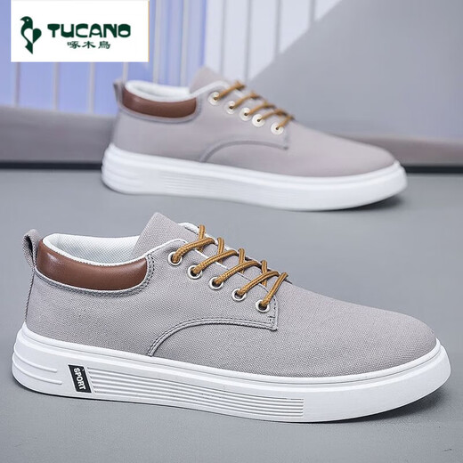 Woodpecker 2025 summer new breathable men's canvas shoes casual men's shoes students' shoes youth trendy shoes Hong Kong style cloth shoes khaki JL898 39