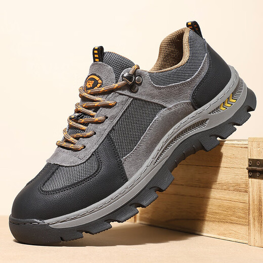 Chaussures pour hommes en cuir authentique Spring Nouvelle randonnée extérieure Chaussures de randonnée respirante Chaussures de papa décontractées pour hommes confortables Chaussures de sport B9880 Brown foncé 42