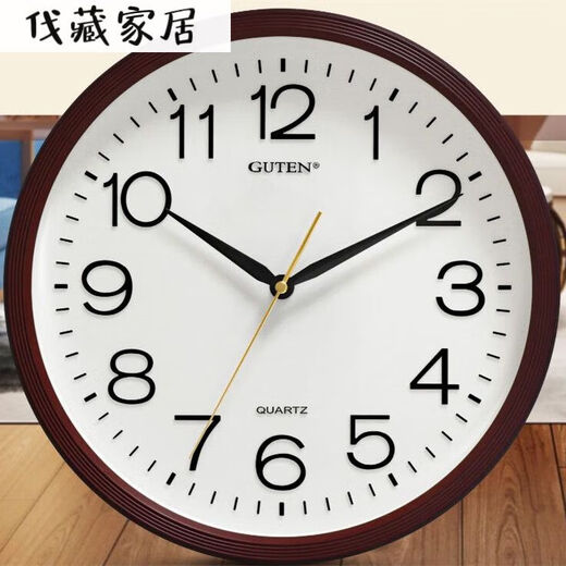 Guten Mute Uhr Wohnzimmer moderne einfache runde Quarzwanduhr auffällige große Schriftwanduhr 3883 mattes Schwarzdurchmesser 34 cm andere