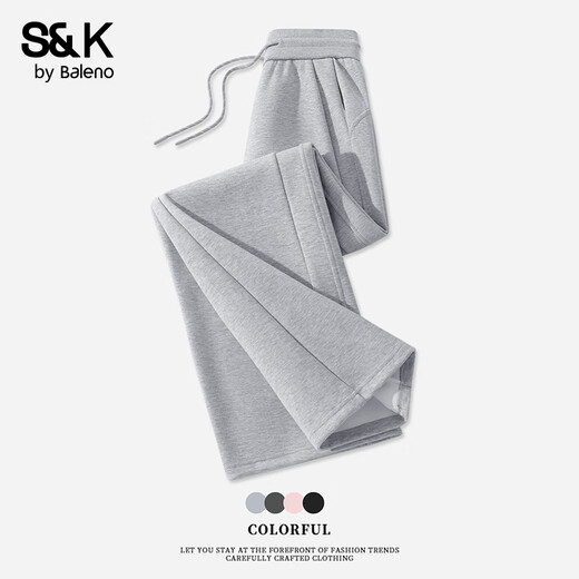 Baleno S&K Series Pants Women's Casual Pants Spring and Autumn High Waisted Loose Pants Small Girls Straight Pants 2 Hemp Gray #Solid Color Cotton Soft Skin Friendly S