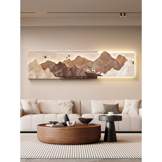 
Wen Shiou has a backrest living room decoration painting, light luxury sofa background wall hanging painting 2025 new three-dimensional landscape mural A backrest 12034CM ordinary sandstone painting [not glowing]