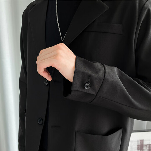 Woodpecker (TUCANO) suit men's Korean style fashion two-piece suit business casual versatile jacket comfortable trousers men's black L