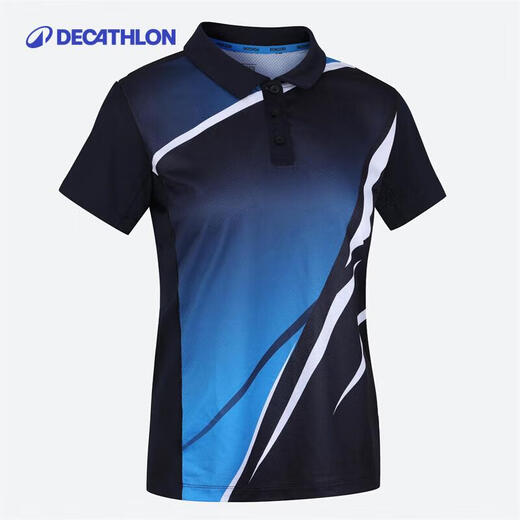 迪卡侬（DECATHLON）女式乒乓球运动Polo衫短袖羽毛球服藏蓝色L-4836885