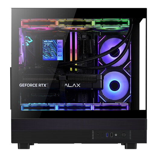 先马（SAMA）惊鸿 黑色ATX海景房游戏电脑主机箱 270°全景/双面玻璃/支持360水冷/9风扇位/427mm长显卡/U2+U3