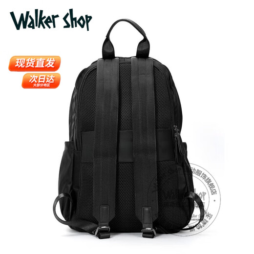 Walker Shop【2025年新款】双肩包韩版简约背包防泼水尼龙牛津布旅行电脑包 黑色15.6寸(43*32*13CM)