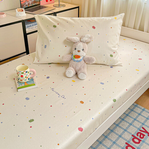 Su Xuan pure cotton dormitory bed sheet single piece 90x190 mattress cover college student single bed cover pure cotton mattress protector sheet oil painting mousse cat 230x245cm sheet + pillowcase pair