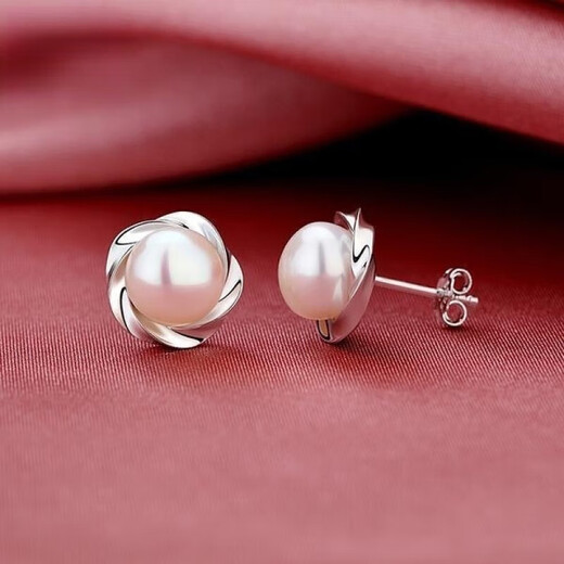Yingtang Old Phoenix Pearl Earrings Sterling Silver 9999 Freshwater Pearl Earrings New Earrings Mother's Day Gift for Mom Pure Silver Pearl Earrings Lao Fengxiang Same Style 1