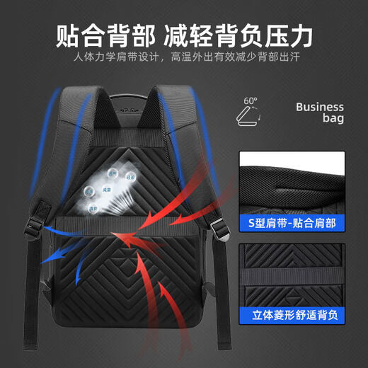 GPHF Japanischer GP Männer lässig Business Rucksack Travel Commuter Business Travel 15,6-Zoll Laptop Rucksack Rucksack elegant Schwarz