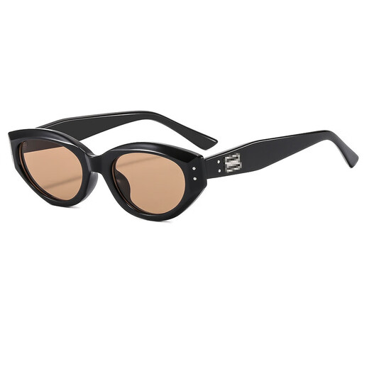 [GM same style] 2025 cat-eye sunglasses for men and women with high-end sun protection sunglasses trendy big face slimming glasses 838 beige frame gray film not polarized
