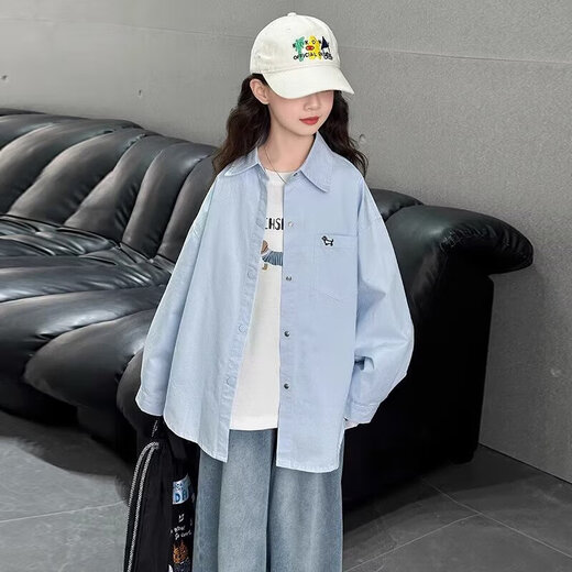 Girls' coat spring and autumn 2025 new style big children's fashionable tops children's super good-looking spring shirts sun protection yellow 160