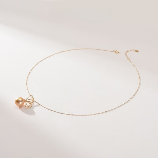 CAOX Tinglan 18K gold South Sea seawater gold bead pendant 10.5-11mm seawater pearl gold yellow set with diamonds 10.5--11mm (free 18K gold chain)