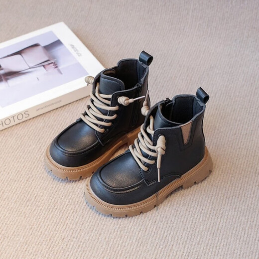 
Children's Martin Boots 2025 Spring and Autumn New Girls Boots Big Children's Short Boots Boys Winter Little Candy Duck/XTY9905 Black 33