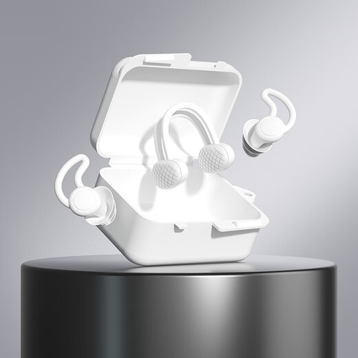 MDUG swimming nose plug, nose clip, anti-choking, waterproof, non-slip, silicone diving artifact, professional swimming auxiliary equipment, adult version, nose clip and earplugs, white set (universal for men and women)