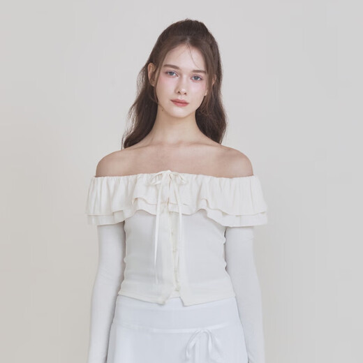 NOT YOUR ROSE notyourrose Korean niche brand simple one-shoulder new autumn light gray bow