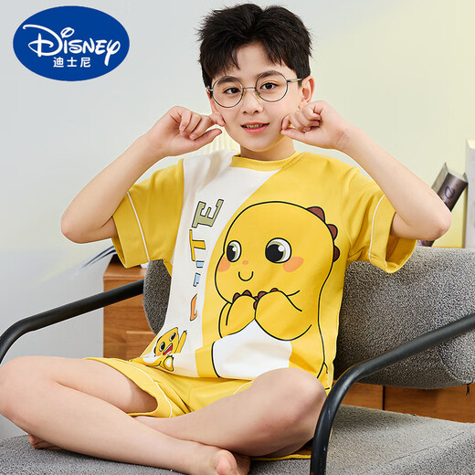 Yihou Children's Pure Cotton Boy Pajamas Summer Short Sleeve Egg Cartoon Handsome Little Boy Set Thin Home Clothing Big Children 6636# 170 12 size Height (120-130cm)