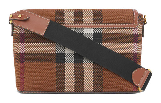 Burberry à carreau à carreaux en tricot en cuir en cuir en cuir en cuir à main le corps crossbody pour les femmes, brun de bouleau foncé, emballage de base (sac + sac à poussière)