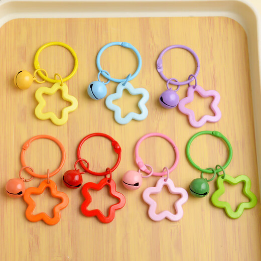 Colorful five-pointed star acrylic keychain pendant, dopamine color earphone case pendant, couple bag decoration, 1 color star keychain (random color)