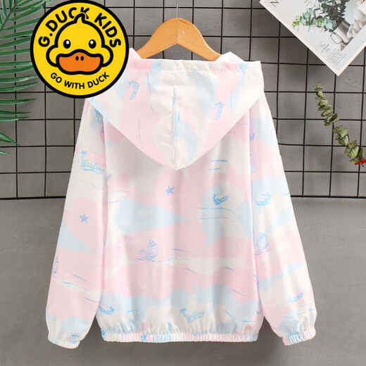 G.DUCKKIDS品牌童装儿童防晒衣女童夏季外套女孩洋气夏装连帽皮肤衣服中大童 F9930 粉色 150