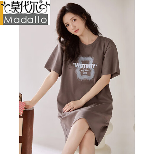 
Modal new style with chest pad nightgown for women for summer pure cotton short-sleeved mid-length pajamas for women loose casual pregnant women can wear outside LZ12529X M 160