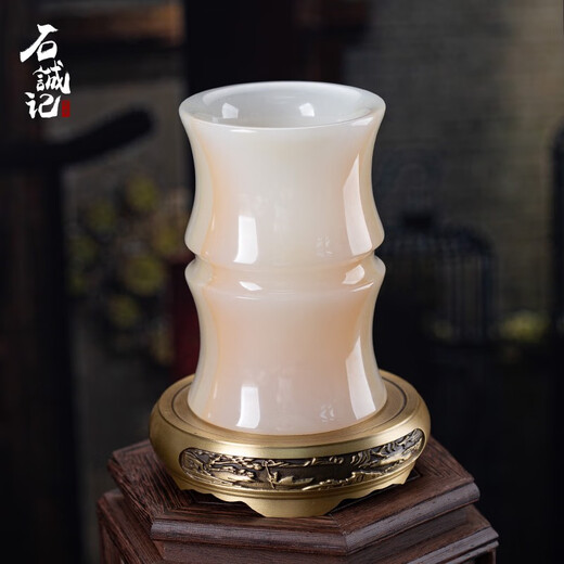 Shifuji Natural Jade Large Stifthalter Retro Dekoration Geschenk Chinesischer Stil Kreativer personalisierter Anpassungsort - Bambus Gelenkflasche Stifthalter B12808