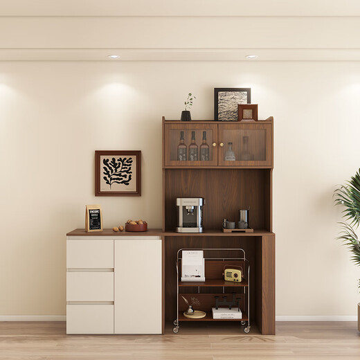 Yijuge solid wood sideboard wall-mounted dining table medieval storage cabinet living room multi-functional small household tea cabinet A 85 40 185/fallen walnut