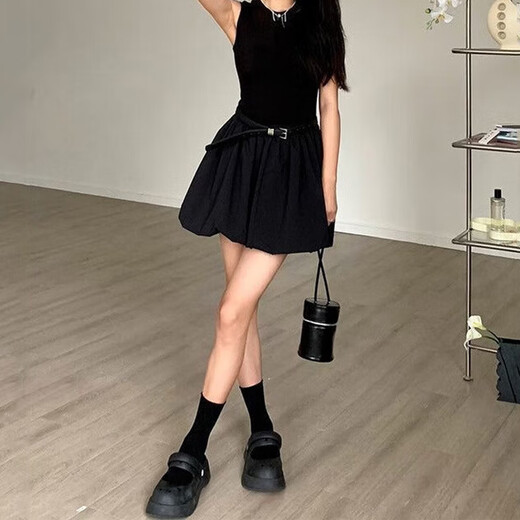 
Henmeichu black dress skirt for women in summer 2025 new high-end Hepburn style small temperament dress short skirt Black sleeveless Hepburn style short flower bud dress L [Suggested 85-120Jin [Jin equals 0.5 kg]]