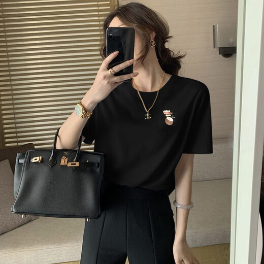 阿迪达斯（adidas）NEO短袖女装2025夏季健身训练运动服休闲透气圆领T恤半袖 IP3878黑色 110 M 推荐-120斤