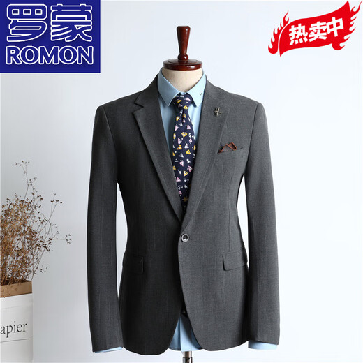 ROMON (ROMON) high-end business suit men's professional formal wear autumn slim wedding groomsmen's dress casual suit jacket blue two-piece set [suit + pants] XL