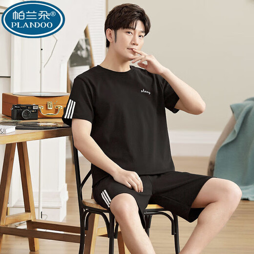 Palando Herren-Pyjamas Sommer-Baumwoll-Shorts-Shorts Jugend und Freizeit im mittleren Alter Plus-Size-Sommer-Home-Anzug 9928 [H-Serie Herren Short Sleeve Shorts Set] l [vorgeschlagen 100-130jin [Jin gleich 0,5 kg]]
