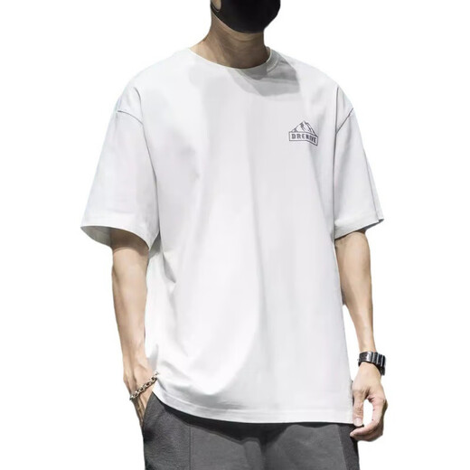 
Three-pin needle 260g heavy short-sleeved T-shirt men's loose large-size half-sleeved T-shirt summer American high street printed top 1506 dark green M 100-125Jin [Jin equals 0.5 kg]