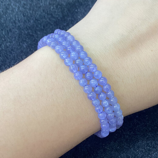 Chili natural tanzanite three-circle bracelet for women, fashionable, fresh and simple, crystal multi-circle bracelet, jewelry, gift, versatile 2/4-4.2MM/round beads/three circles
