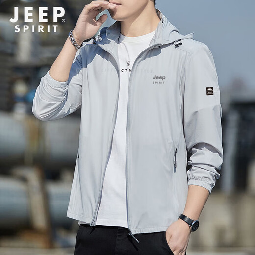 Jeep Spirit Jeep Sonnenschutzkleidung Herren Sommereis Seiden UV Anti-dünn atmungsaktiv