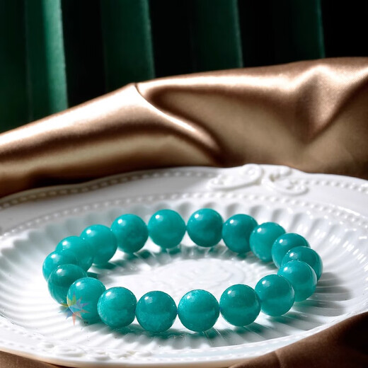 Eternal symbol collectible old mine amazonite bracelet Mozambique lake blue and green bracelet starlight women's Valentine's Day gift to calm the mind and gather wealth 12mm - collectible amazonite 1 carat