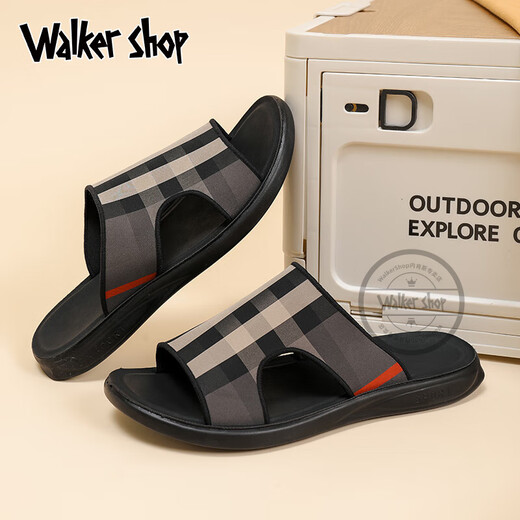 Walker Shop凉鞋男2025新款拖鞋男士凉拖鞋外穿夏季沙滩鞋潮流一字拖防滑拖鞋 黑色 41