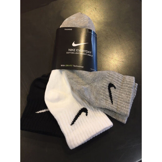 Nike Nike socks men's socks women's socks pure cotton sports socks short socks long socks thickened towel bottom SX7677 medium tube thickened towel bottom SX4703 white 3 pairs L size (recommended shoe size 42-46)