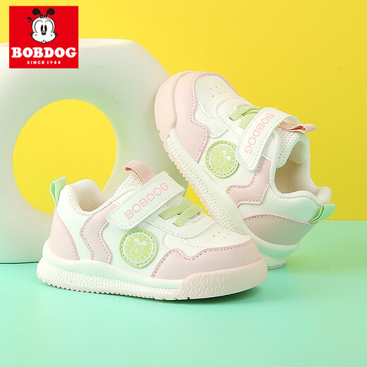 BOBDOG baby toddler shoes non-slip spring and autumn new style girls sneakers breathable leather casual functional shoes for infants and young children beige pink (leather) size 25/shoe inner length 16.4cm