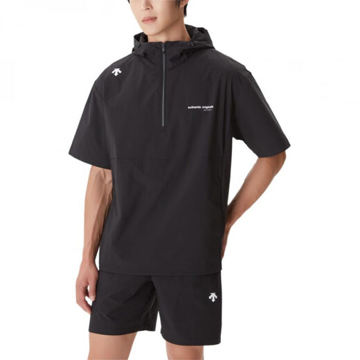 迪桑特（DESCENTE）连帽半拉链宽松短袖夹克外套男女同款 绿色 100