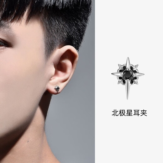 LANSHU non-pierced ear clips, earrings, men's personalized earrings, trendy and handsome ear bone clips, men's single titanium steel magnet earrings, trendy men's magnetic ear clips set, 4 pieces