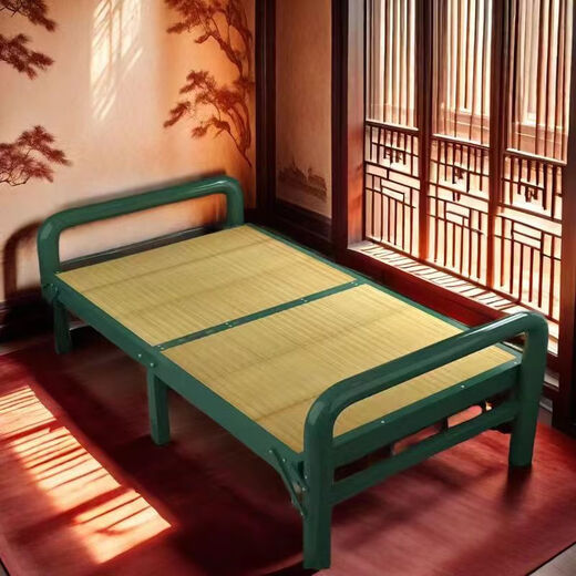 
Qinkai iron frame bamboo marching bed folding single bed integrated lunch bed bamboo board bed bamboo bed cool single double bed stable practical 192 length * 95 width-16851