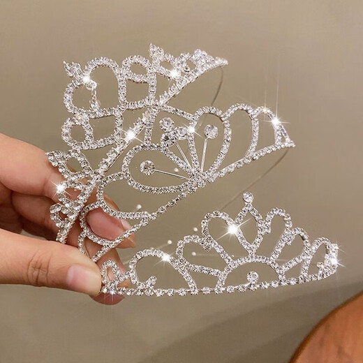 Maimed Bride Princess Crown Tiara Children's Day Crystal Headband Girls Headband Girls Birthday Crown Baby Hairband 16# Butterfly Pearl Gold Crown