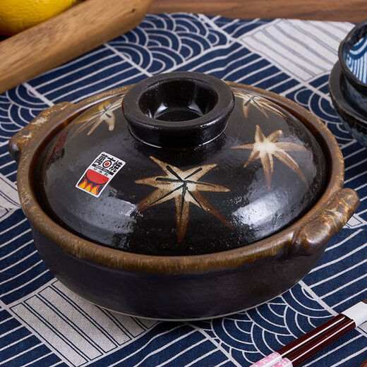 cocostyle original Wangu Shao hand-painted stewed meat Jing Maple Leaf Casserole Wide body earth pot hot pot earth pot number 8 m3892 0ml